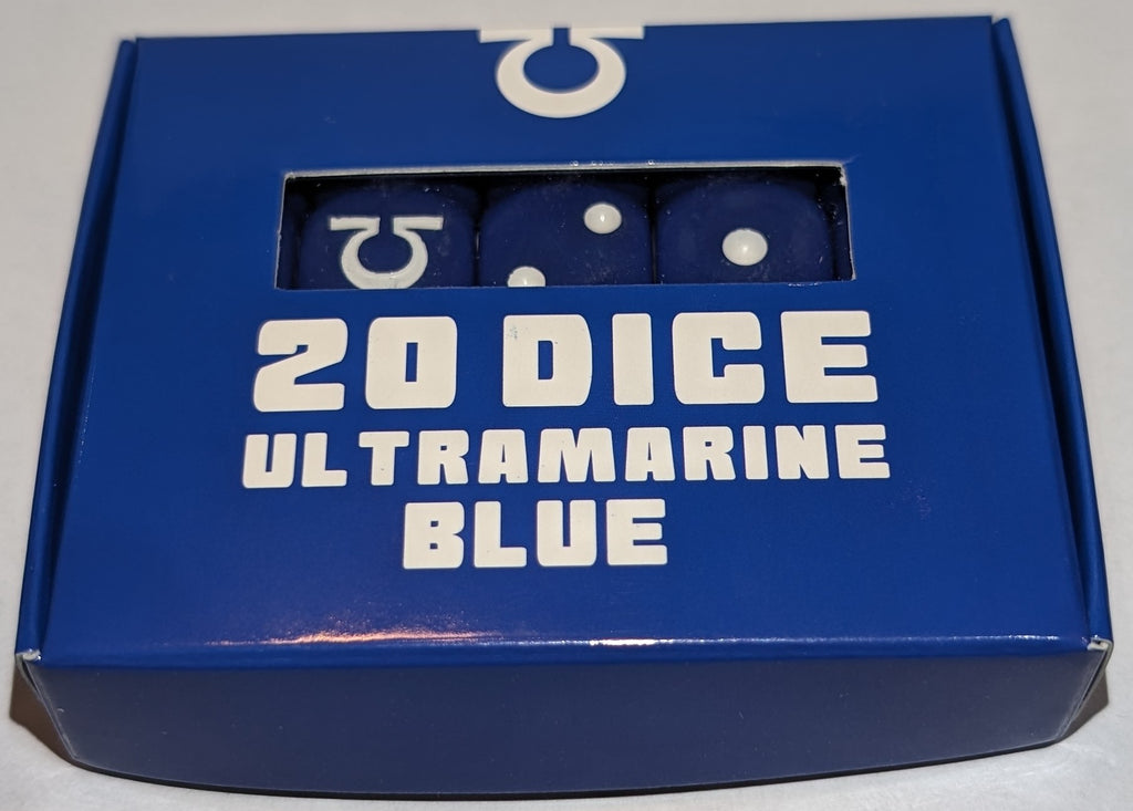 16mm Ultramarine Blue Dice with Omega Symbol for 6 (set of 20)