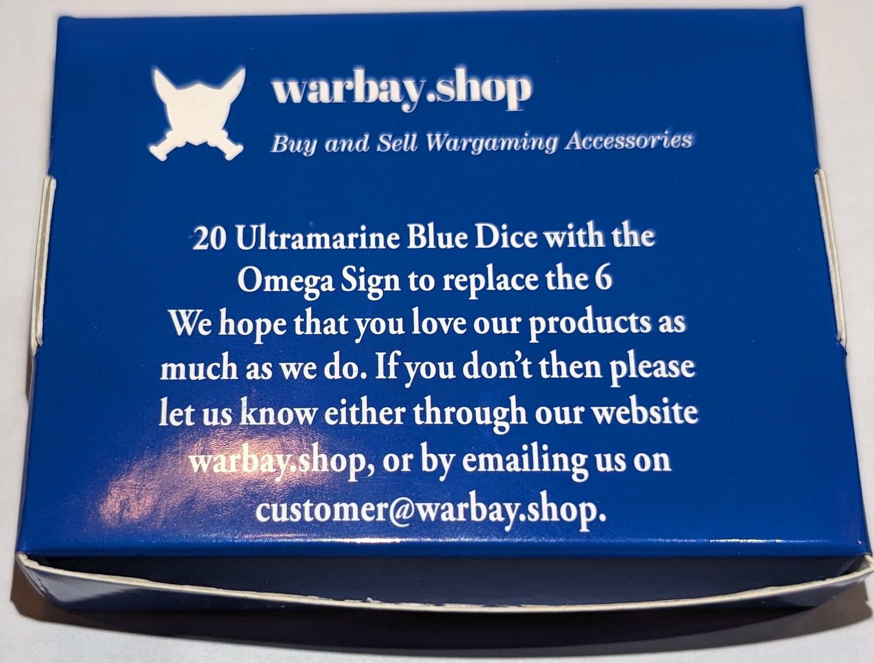 16mm Ultramarine Blue Dice with Omega Symbol for 6 (set of 20)