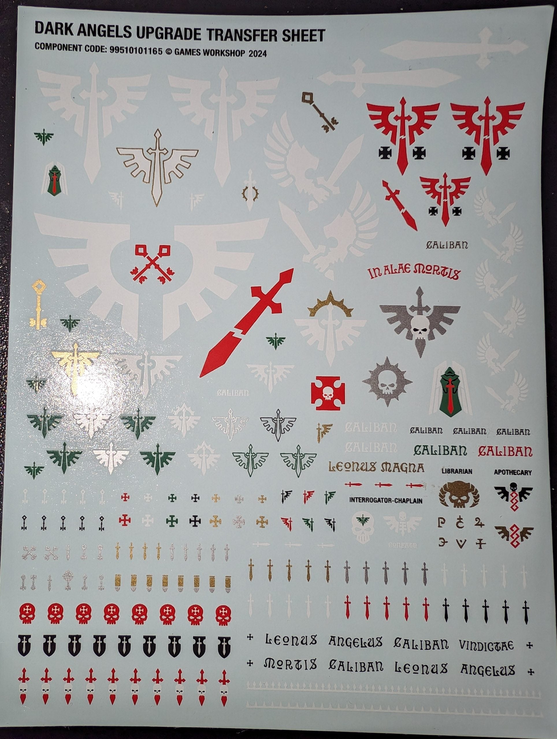 Dark Angels Upgrade Transfer Sheet