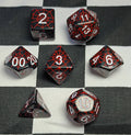7 x Polyhedral Dice Spider Black Red with White