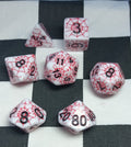 7 x Polyhedral Dice Spider White Red with Black