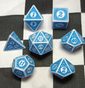 7 x Polyhedral Dice Sigil Magic White with Blue