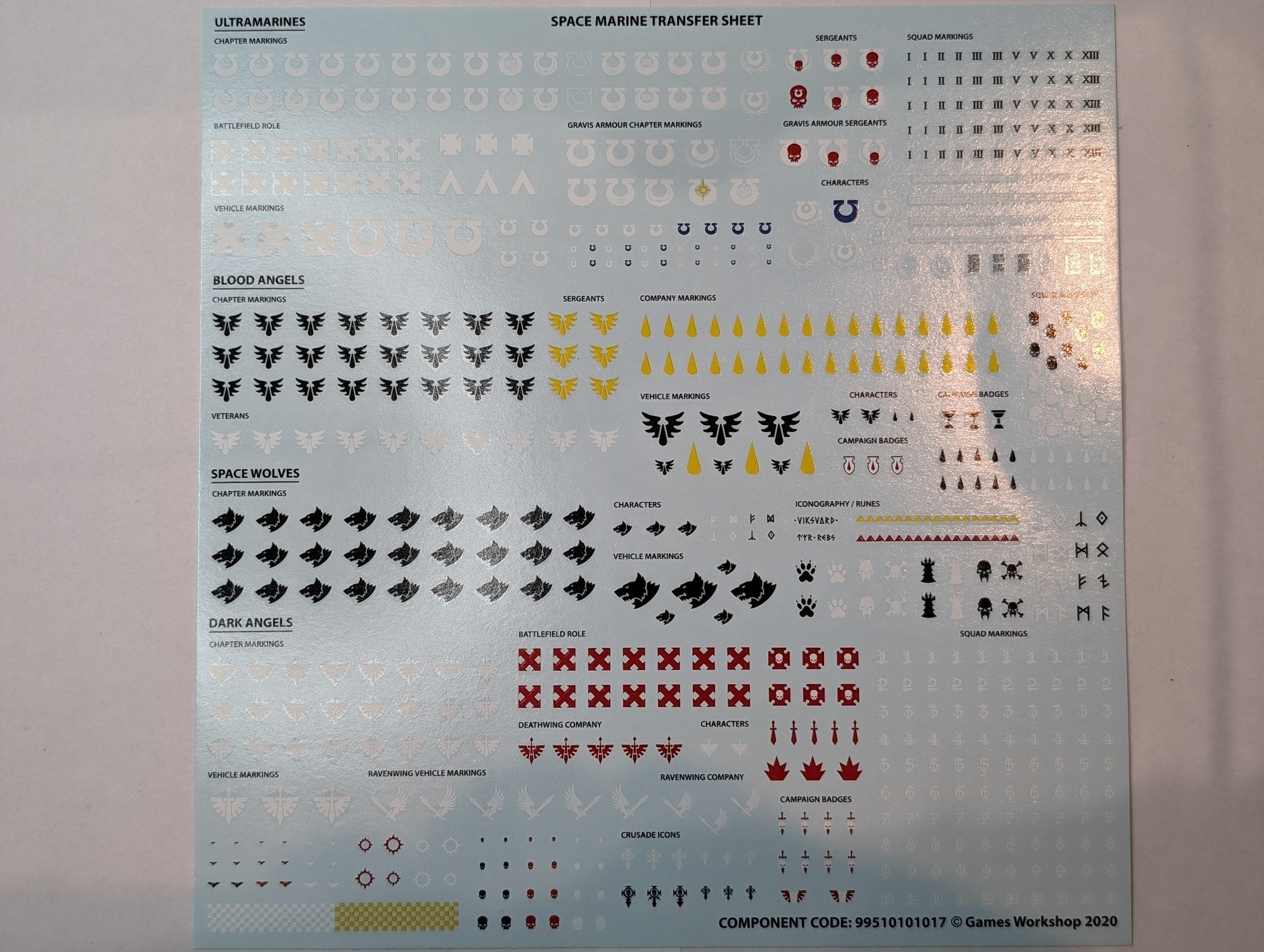 Space Marine Transfer Sheet 99510101017