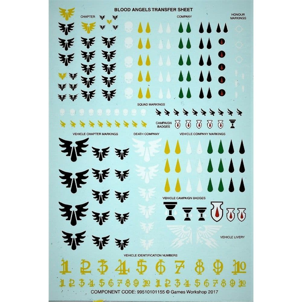 Blood Angel Transfer Sheet