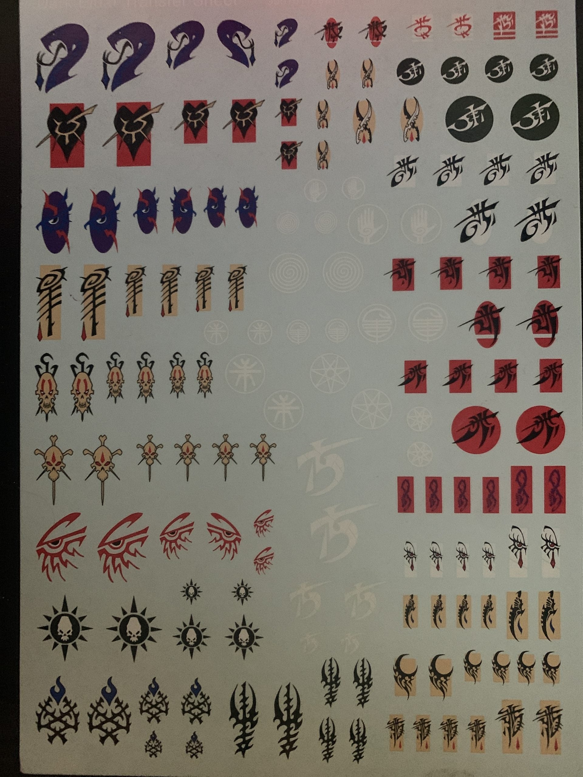 Dark Eldar Transfer Sheet