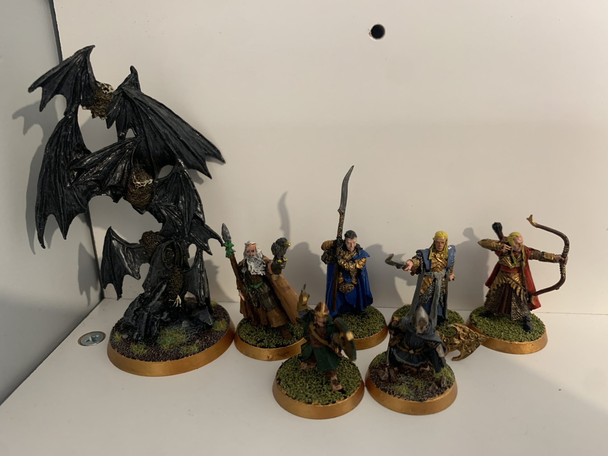 7 Metal Models: Gil-Galad, Haldir, Cereborn, Mary, Pippin, radagast and bat swarm
