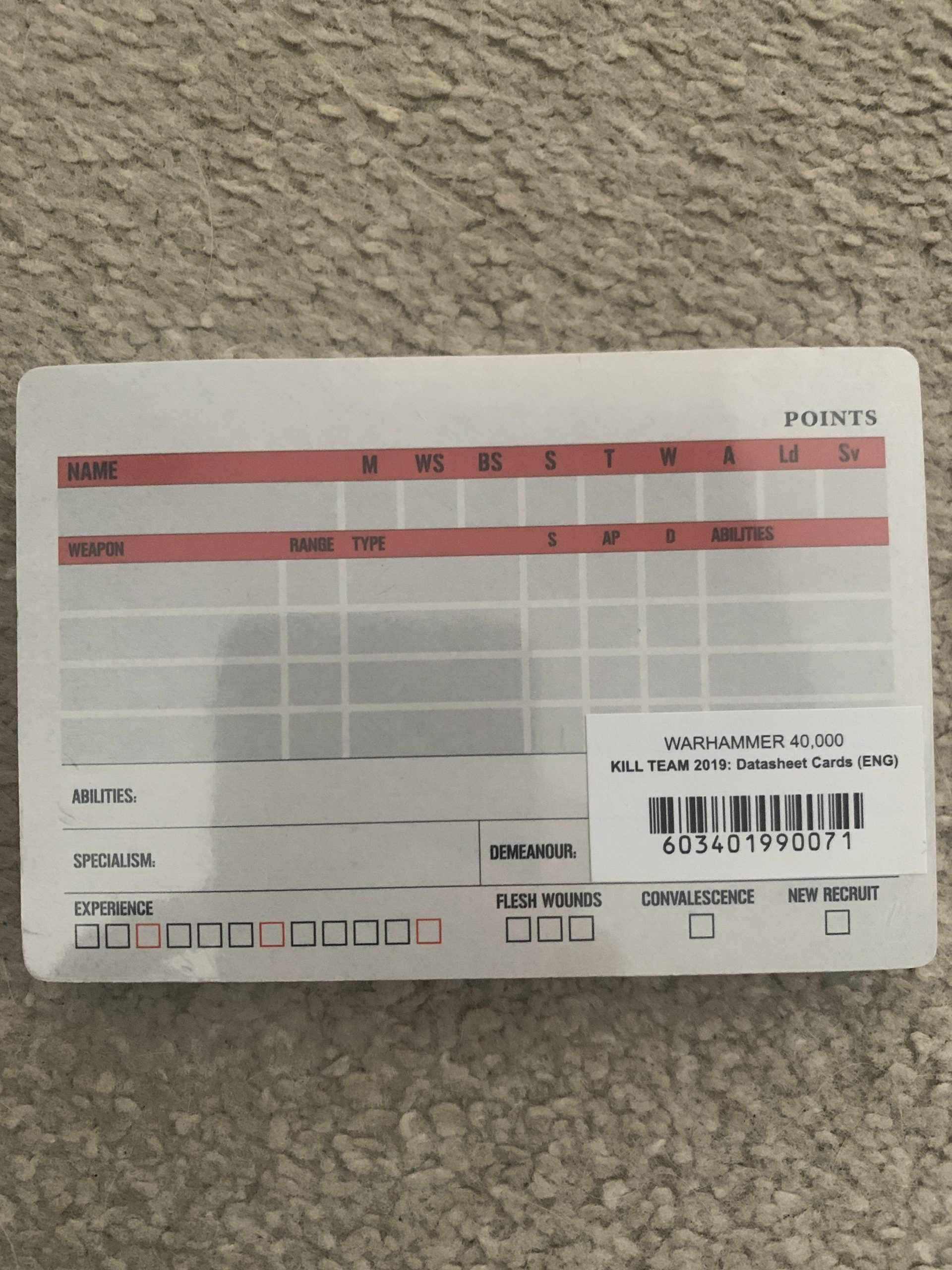 Kill Team 2019: Datasheet Cards