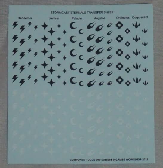Stormcast Eternals Transfer Sheet