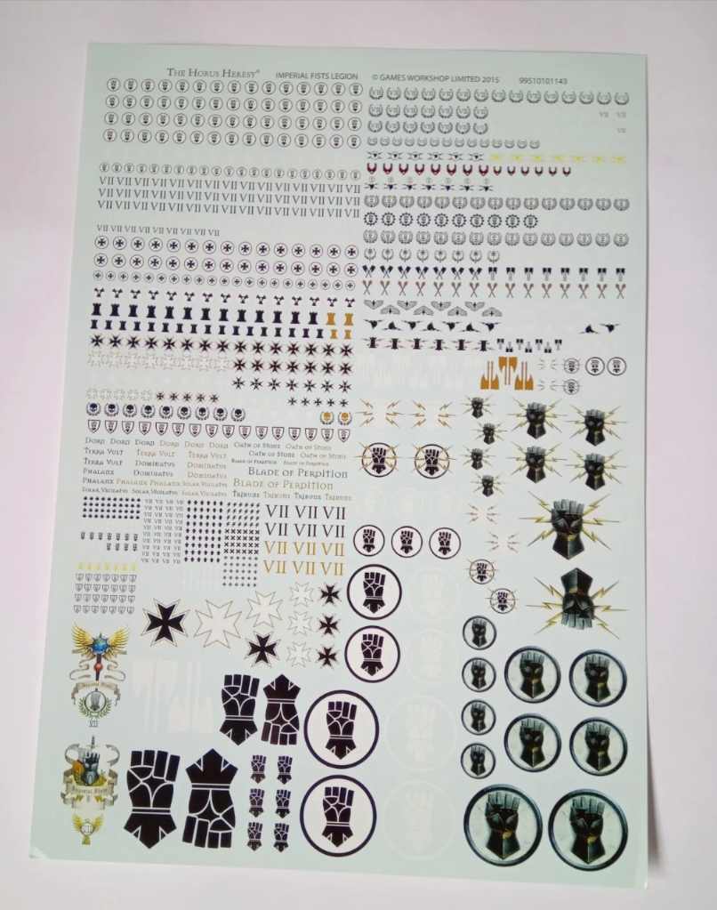 Imperial Fists Legion Transfer Sheet