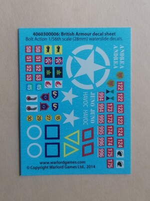 Bolt action british armor decal sheet