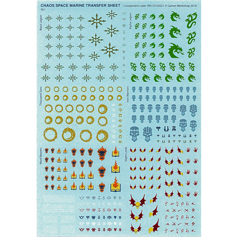 Chaos Space Marines Transfer Sheet